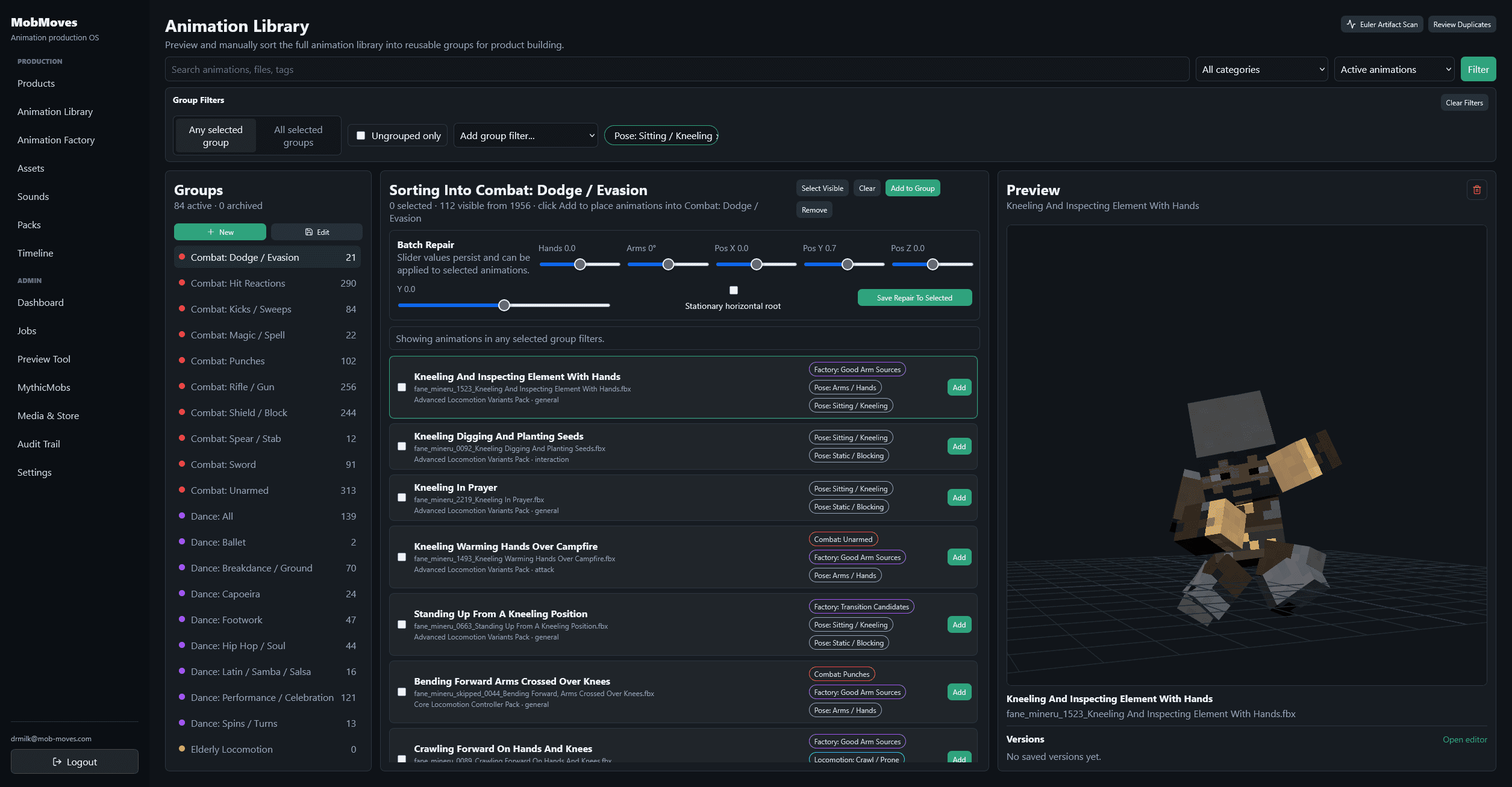 Mob Moves application screenshot